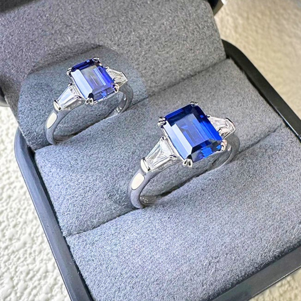 Trilogy con Tanzanite creata in Laboratorio di ct 2,50