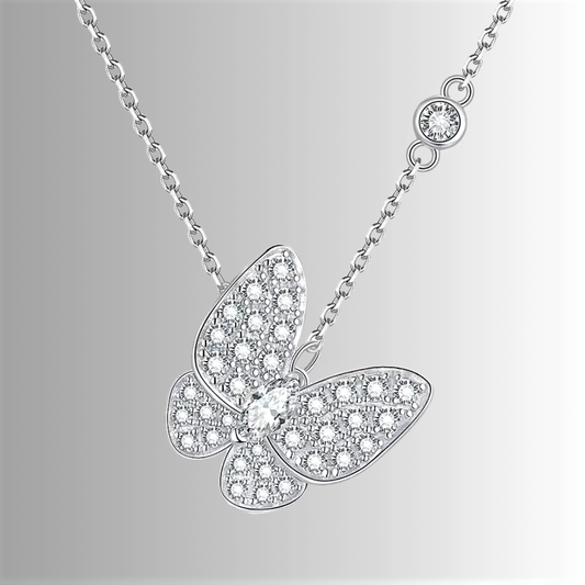 Collana con Farfalla in Pavè di Moissanite per ct 0,70