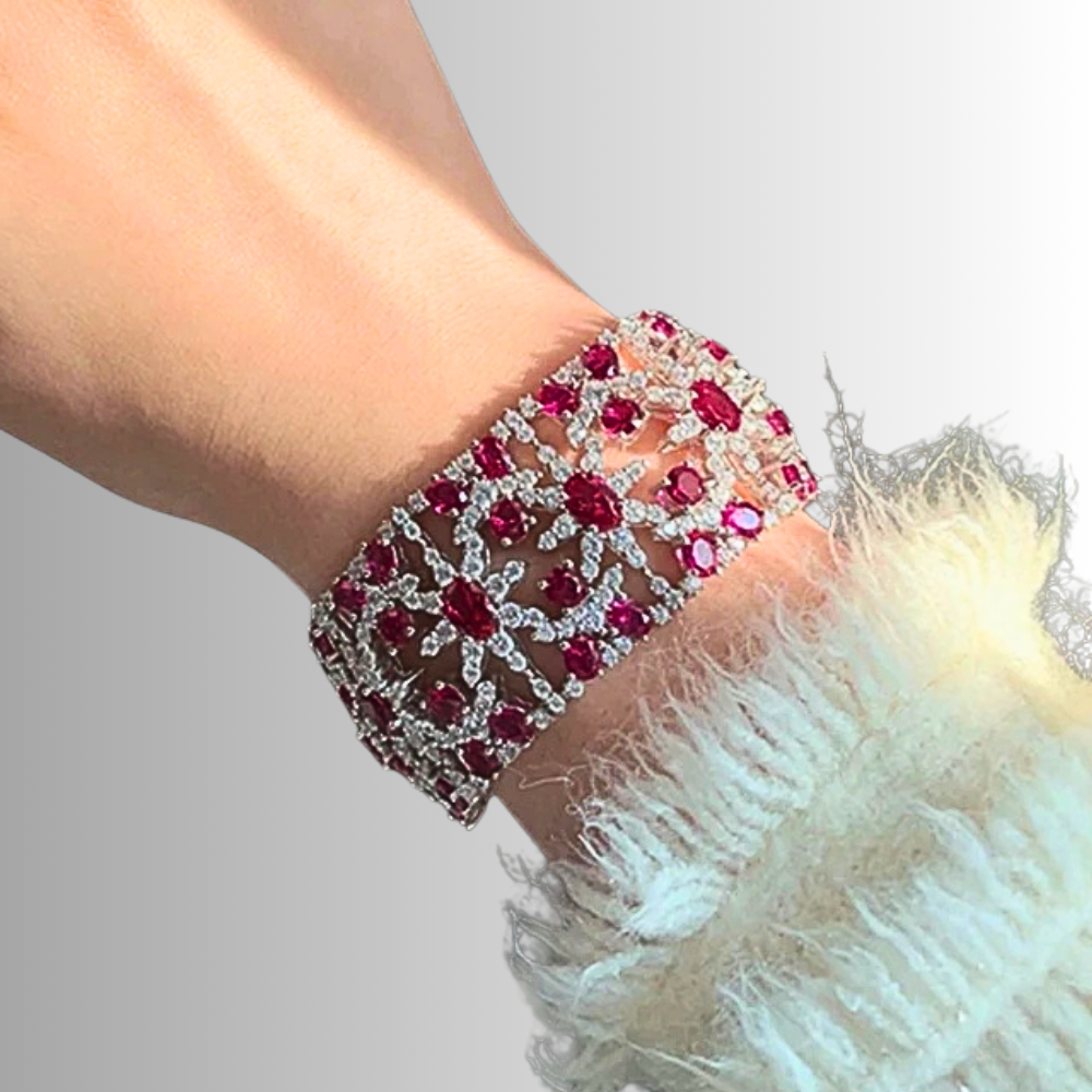 Bracciale a Fascia con Rubini creati in Laboratorio