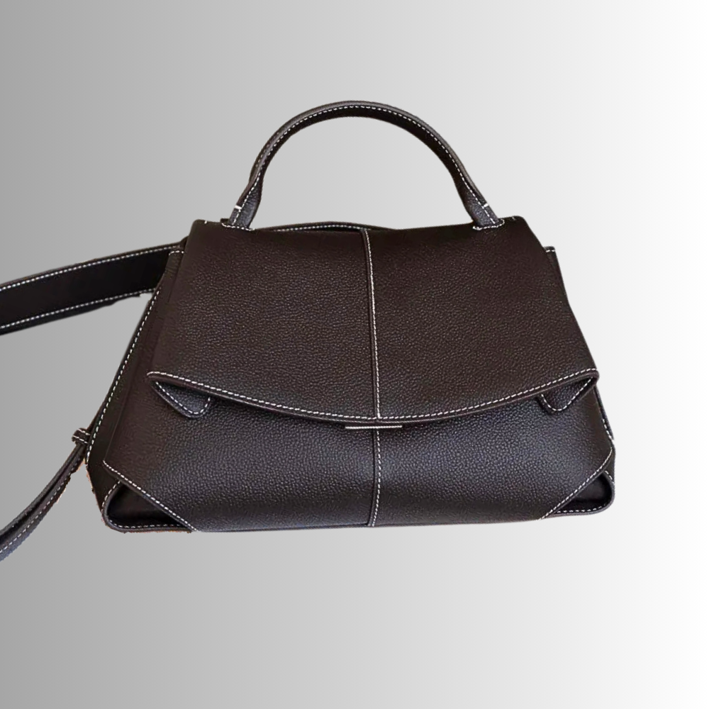 Borsa a Trapezio in Fiore di Pelle di Vitellino