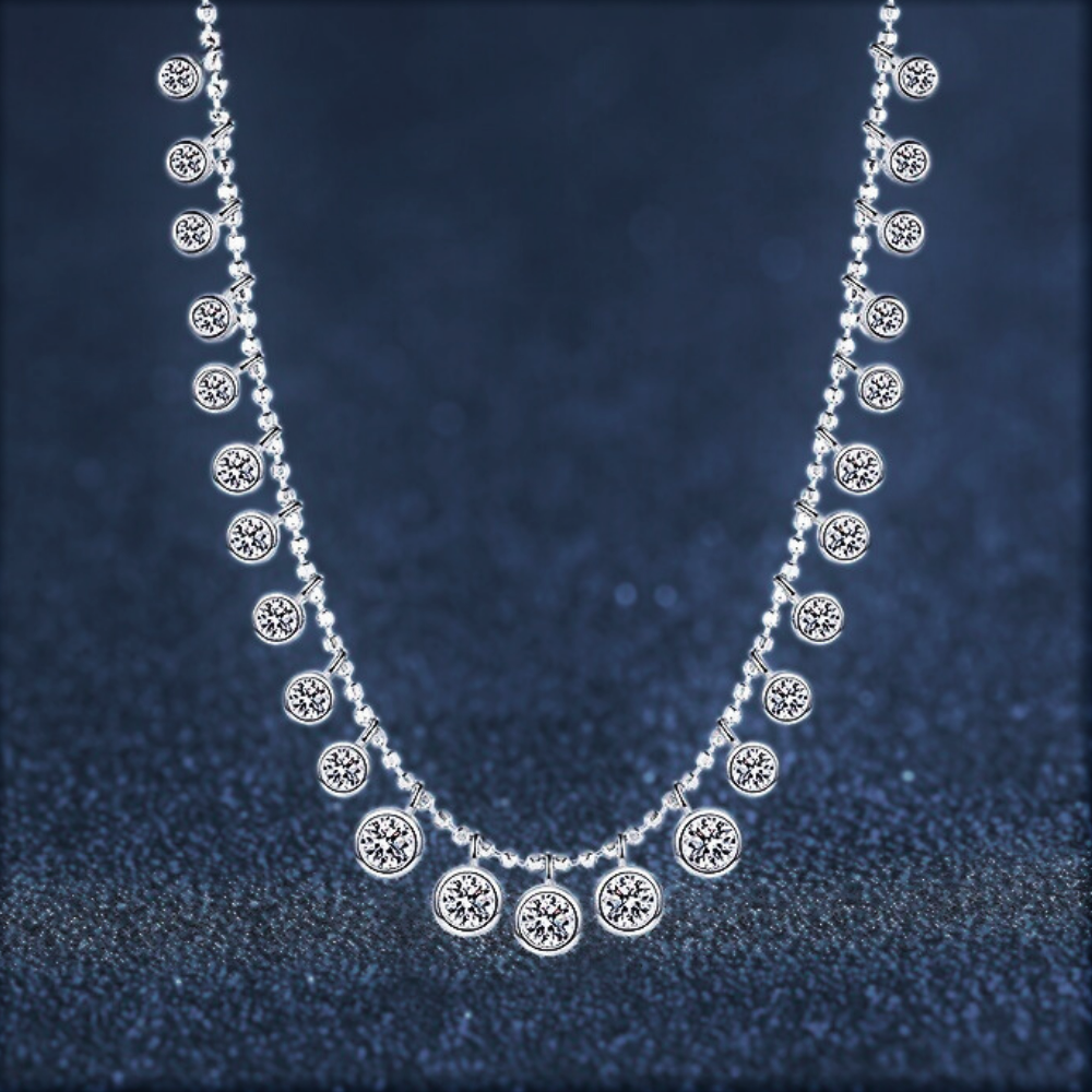 Collana con 25 Ciondoli Tondi in Moissanite per ct 4,50