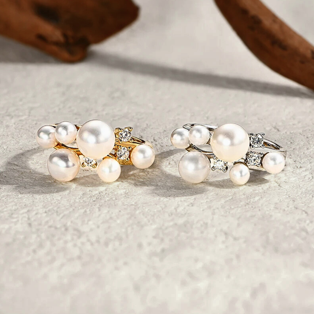 Anello con Perle Naturali e Moissaniti