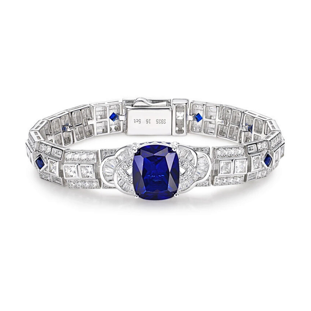 Bracciale con Zaffiro Royal Blue di Ct 5,00 e Diamanti Lab Grown