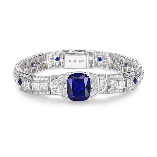 Bracciale con Zaffiro Royal Blue di Ct 5,00 e Diamanti Lab Grown
