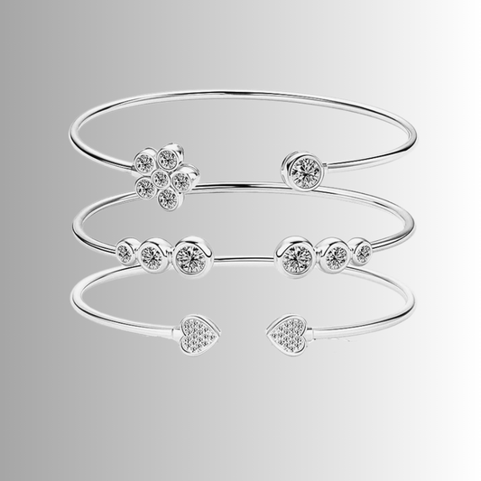 Mini collezione di Bracciali Rigidi Aperti con Moissaniti