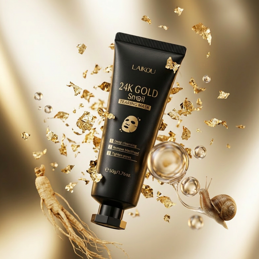 Maschera al Collagene, Oro 24K, Bava di Lumaca e Radice di Ginseng