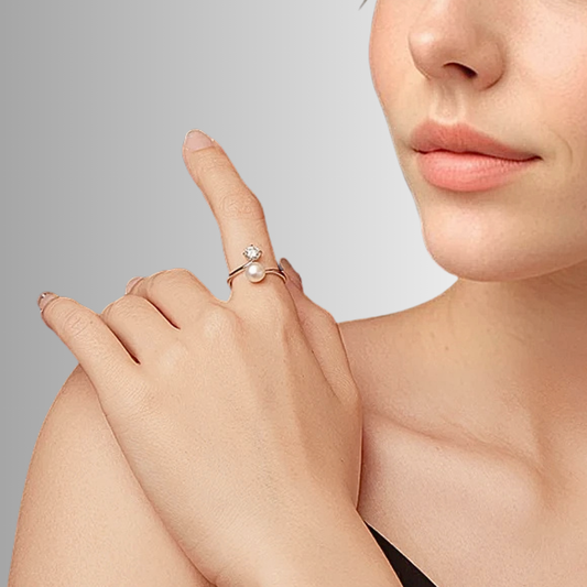 Anello Contrariè con Moissanite e Perla