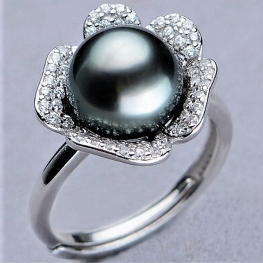 Anillo "Mar del Sur" con perla natural de Tahití 
