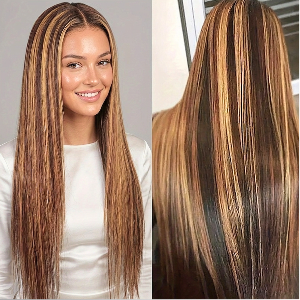 Parrucca in Capelli Veri con Meches Miele