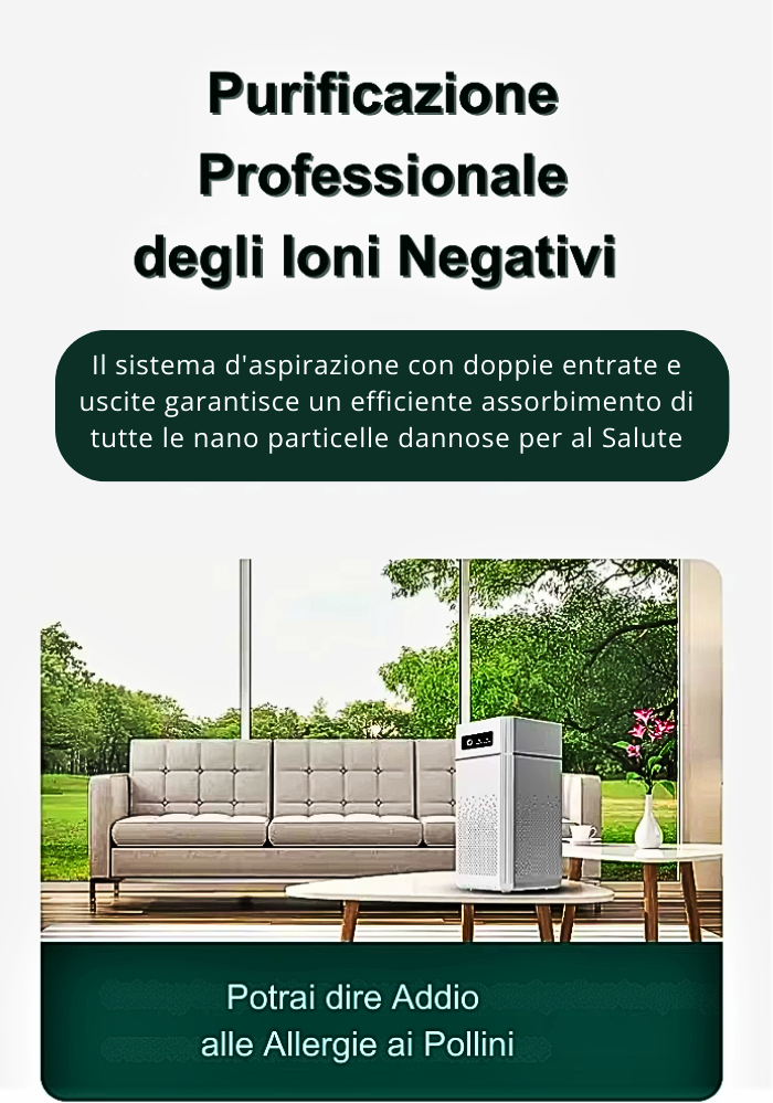 Mini Purificatore d’Aria a Ioni Negativi e Filtro HEPA H12