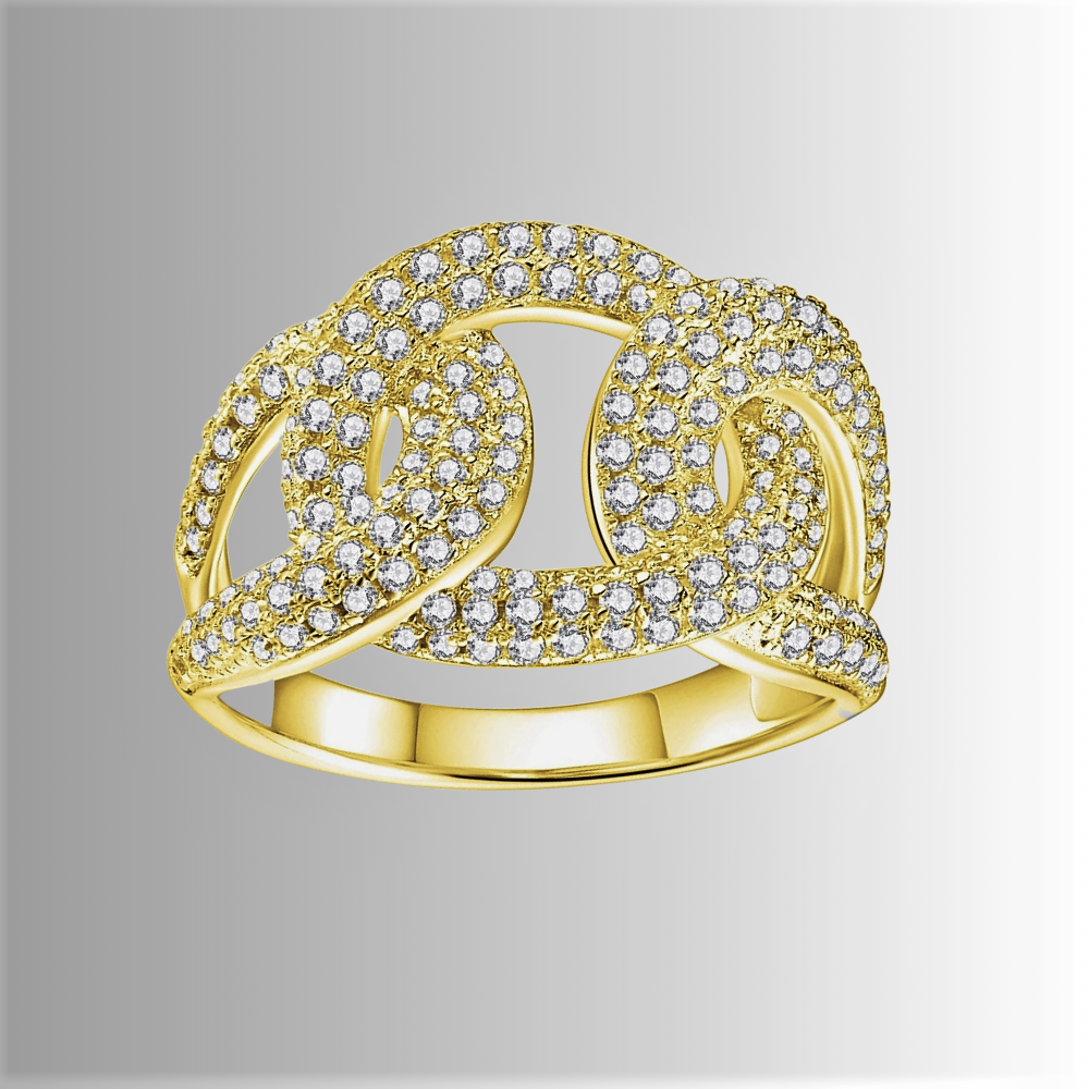 Anello a Maglia Ovale Rigida con Moissanite D Color Certificata