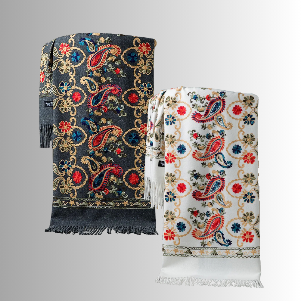 Pure Cashmere Floral Scarf: Artisan Elegance
