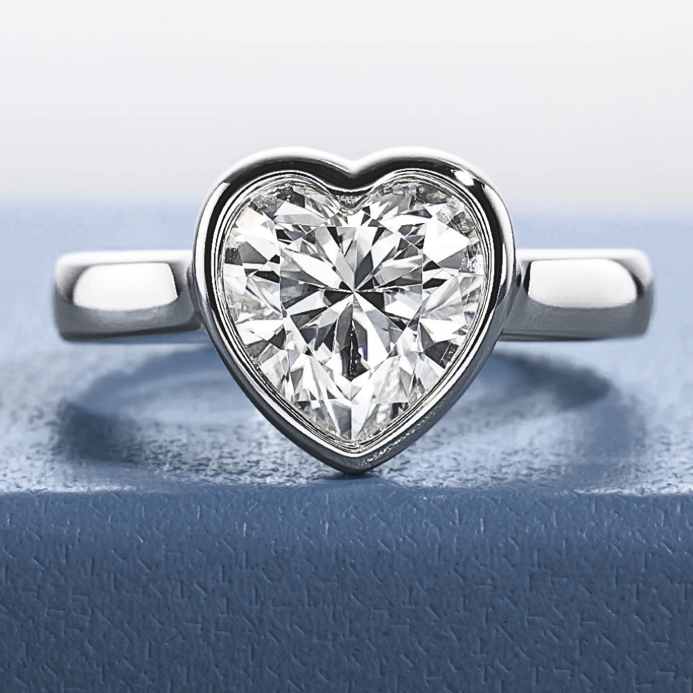 Solitario con Moissanite a Cuore di ct 3,00