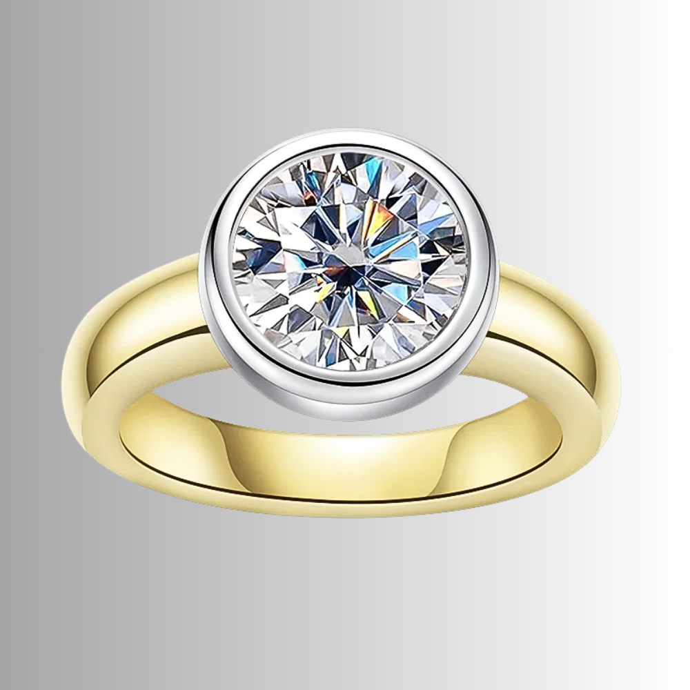 Solitario a 2 colori con Moissanite di ct 3,00