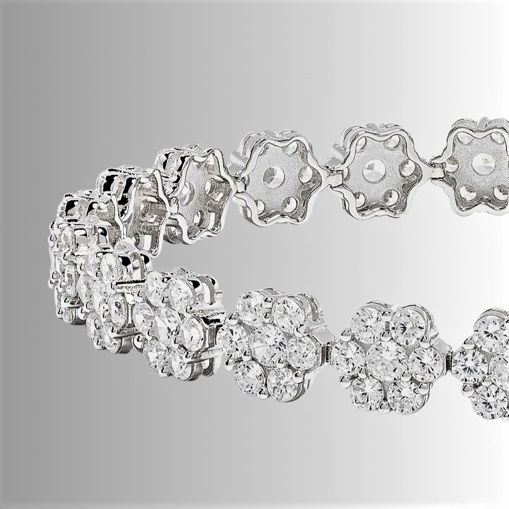 Bracciale e Collana a Fiori Esagonali con Moissaniti