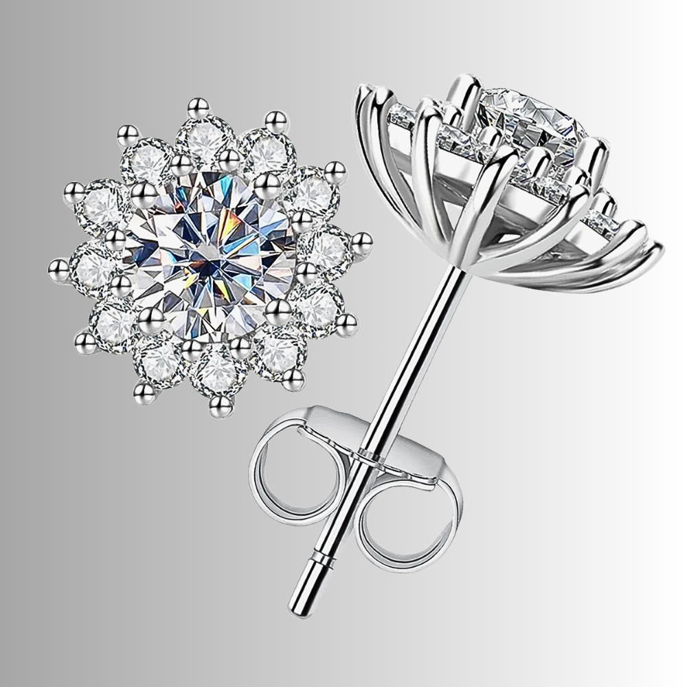 Orecchini a Girasole con Moissaniti per ct 1,00