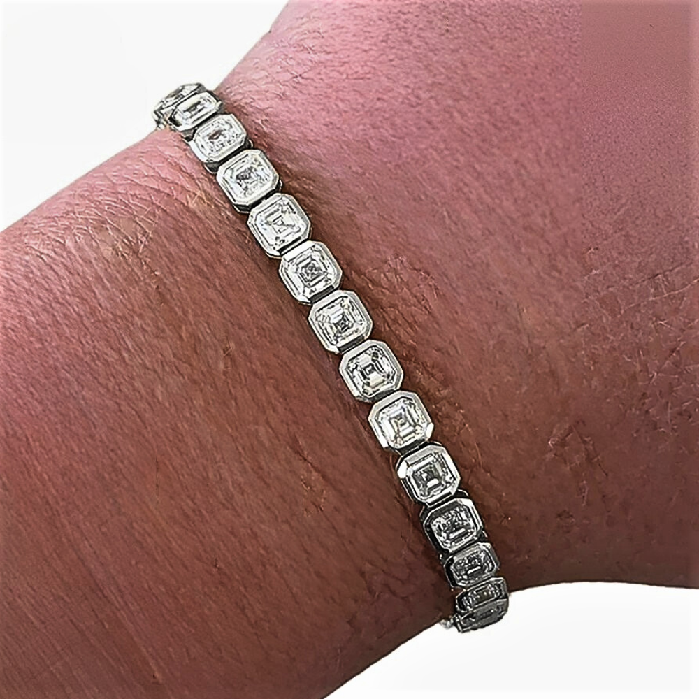 Bracciale Tennis con Moissaniti Taglio Asscher D Color VVS1