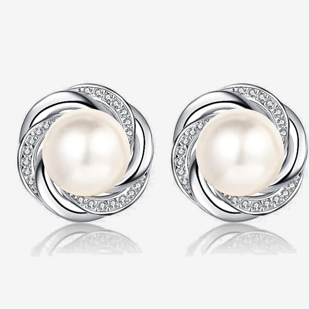 Orecchini a Bottone con Moissaniti e Perle Naturali