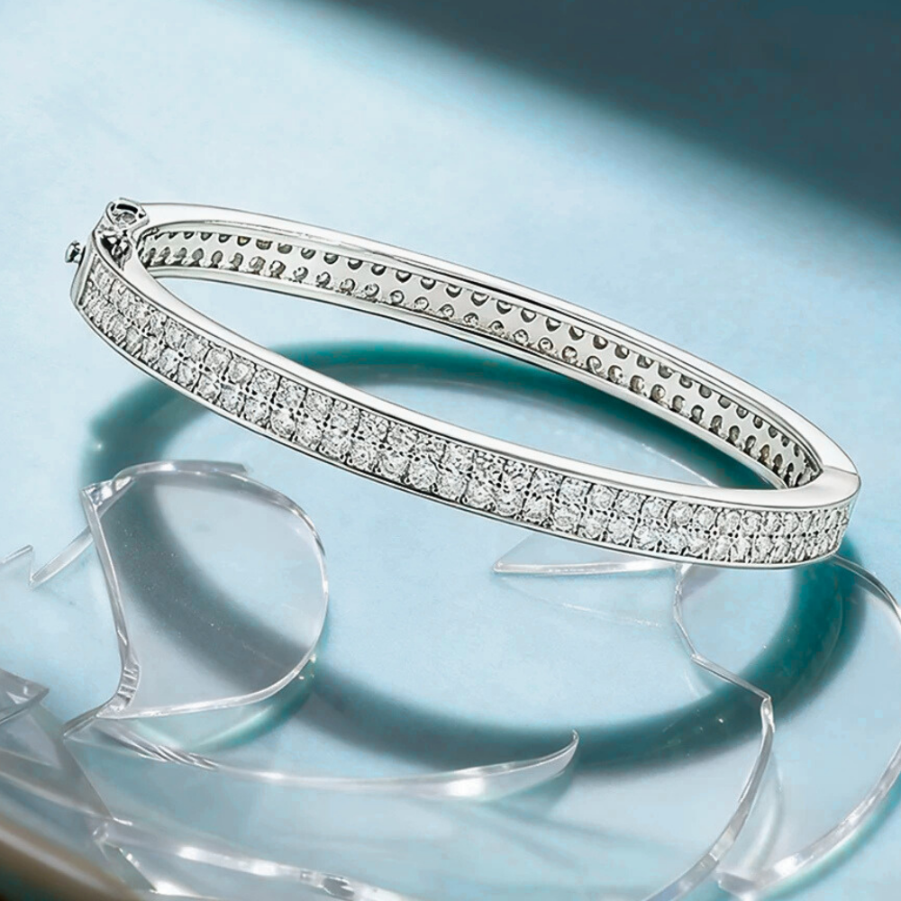 Bracciale Rigido con Doppia Fila di Moissaniti