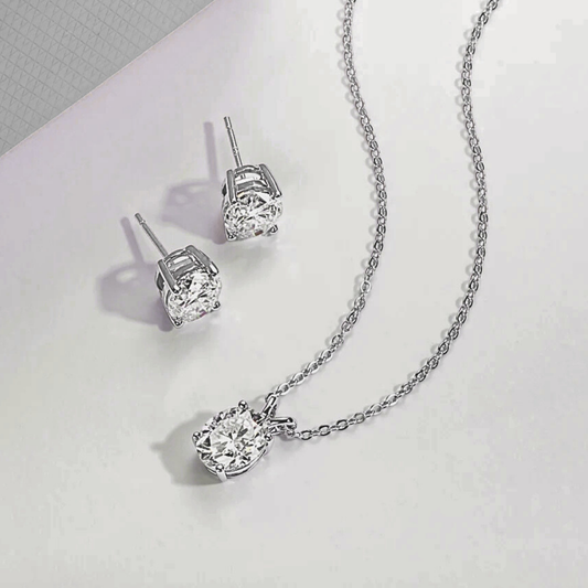 Parure Collana e Orecchini con Moissaniti Ovali