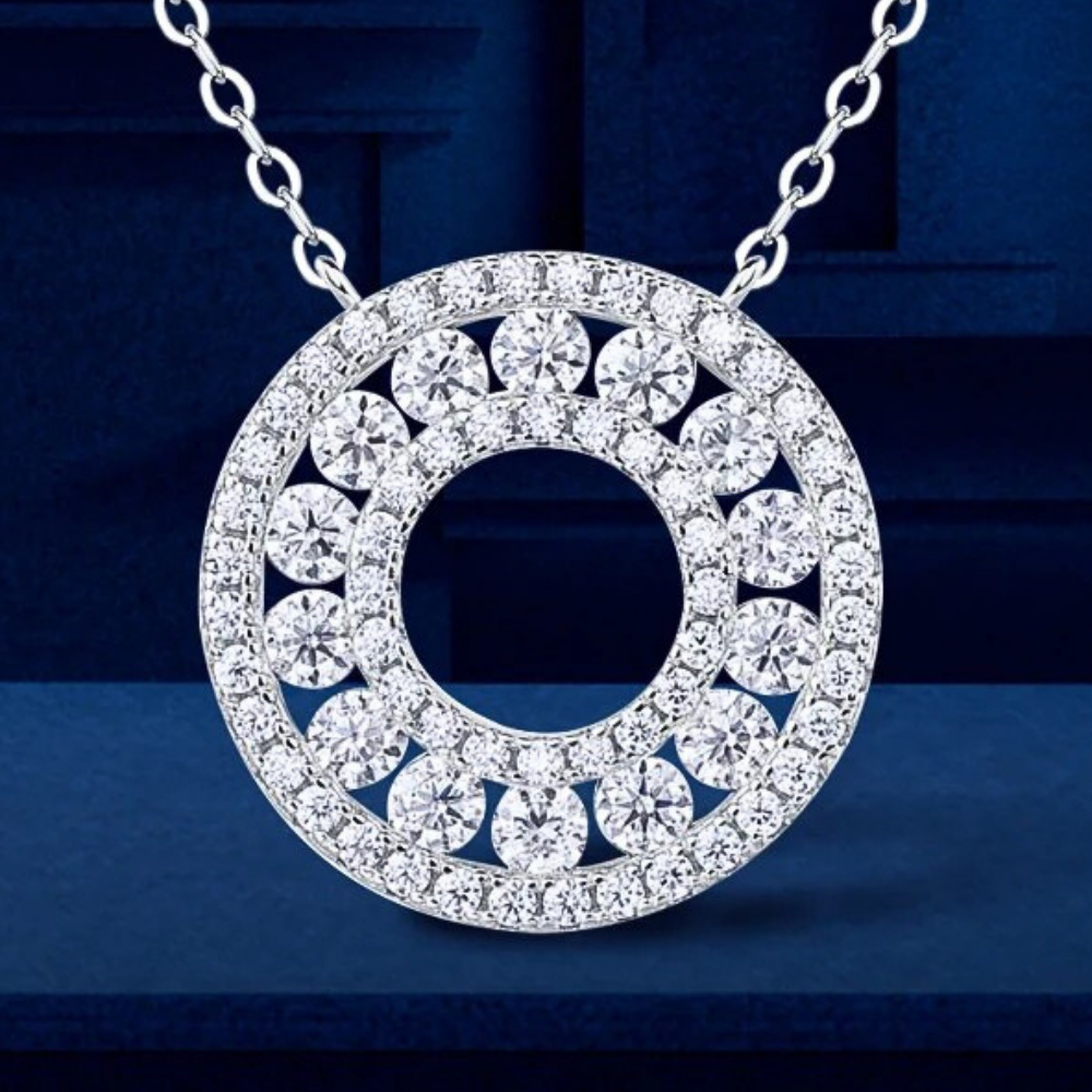 Collana con Ciondolo a Ruota in Moissaniti per ct 1,40