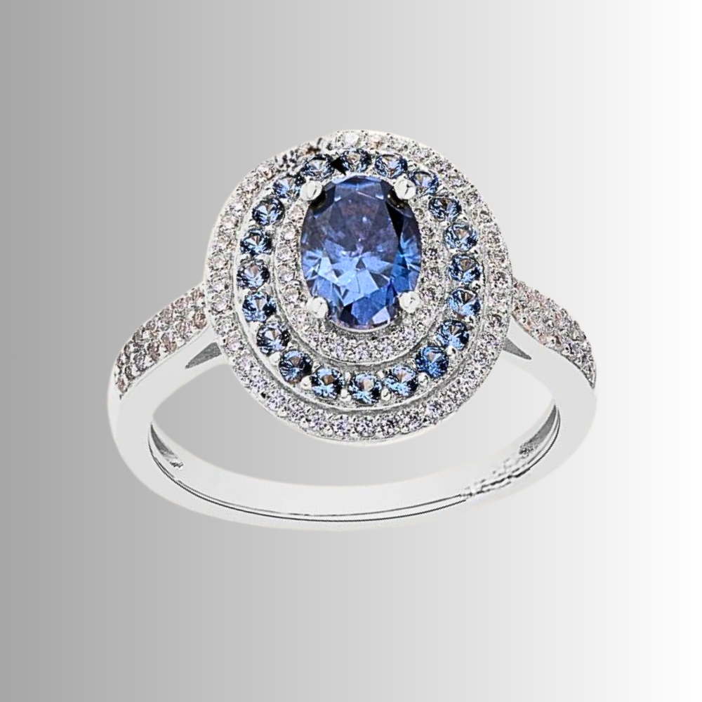 Fascia con Moissaniti Blu Zaffiro Ceylon e D color