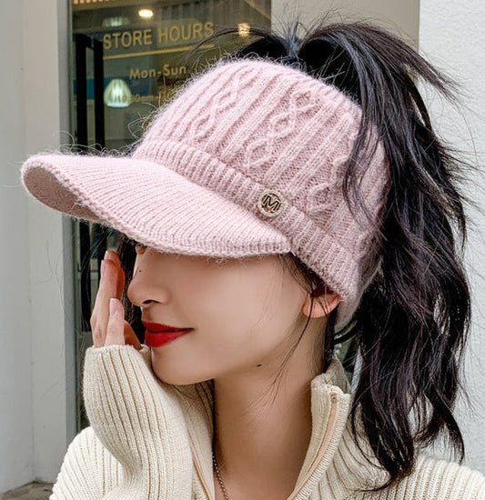 Cappello in Vero Lapin Lavorato a Maglia  Calore e Stile
