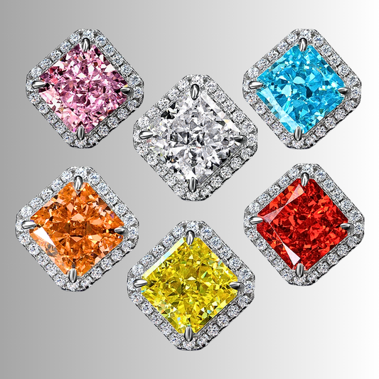 Orecchini a Rombo con Moissaniti Colorate di Ct 4,00