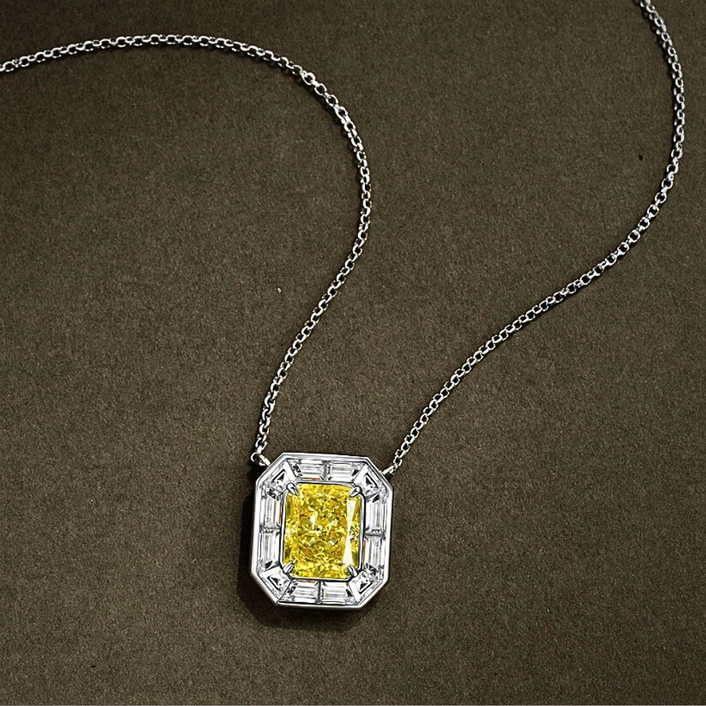 Collana con Citrino Coltivato e Diamanti Sintetici ad Alto contenuto di Carbonio