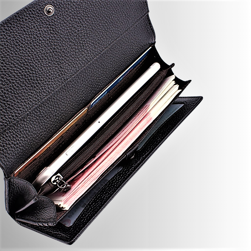 Genuine Cowhide Leather Wallet with Crocodile Texture