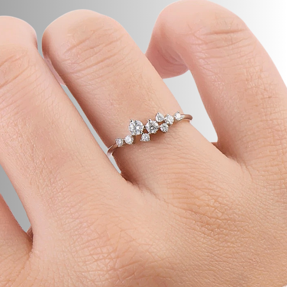 Fedina a  Pietre Sfalsate con Moissanite