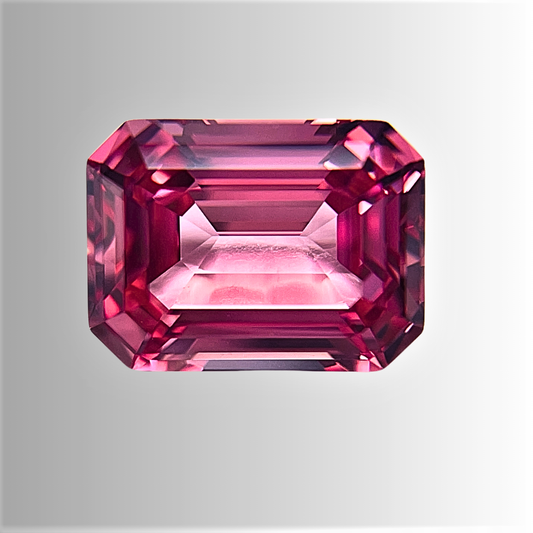 Zaffiro Padparadscha Lab Grown  Taglio Smeraldo Certificato