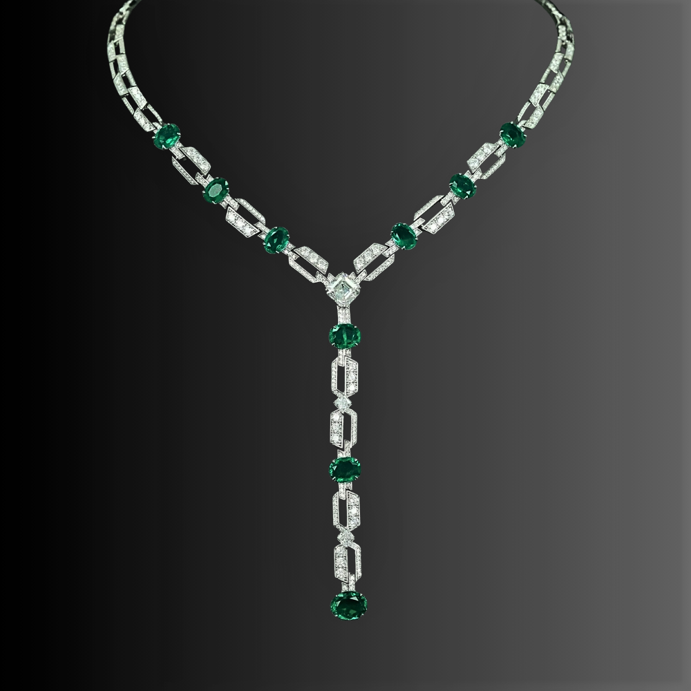 Collana con Smeraldi e Diamanti Coltivati