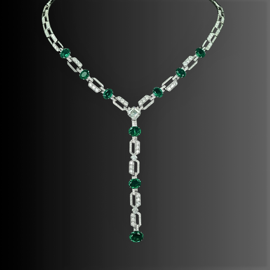 Collana con Smeraldi e Diamanti Coltivati