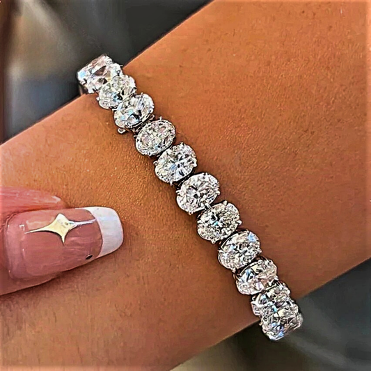 Bracciale Tennis con Moissaniti D Color VVS1 Taglio Ovale
