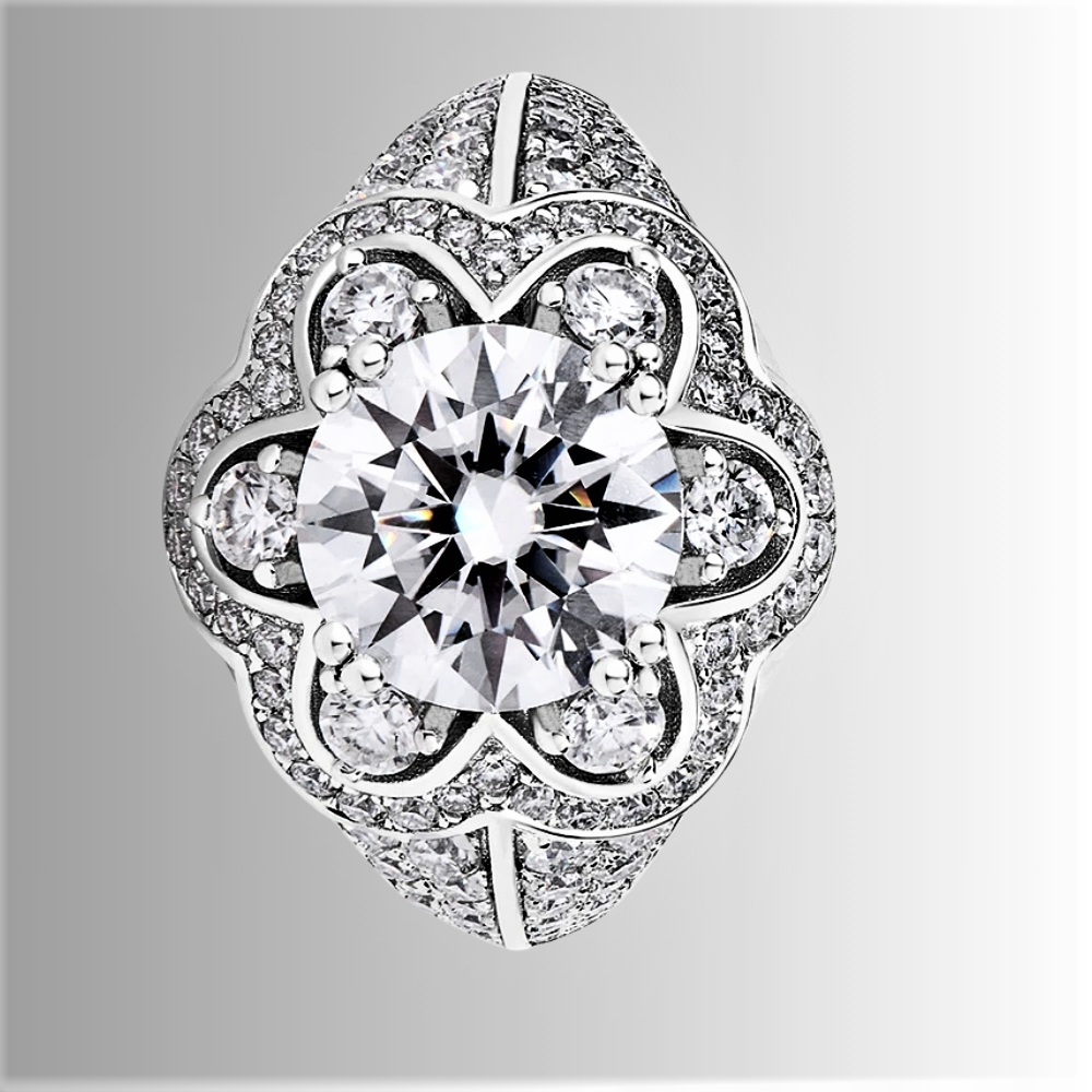 Fascione a Fiore con Moissanite D Color VVS1 da ct 3.00