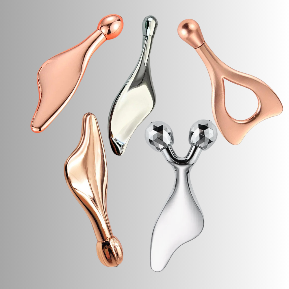 Piastre Gua Sha e Rulli per Massaggio Rassodante al Viso