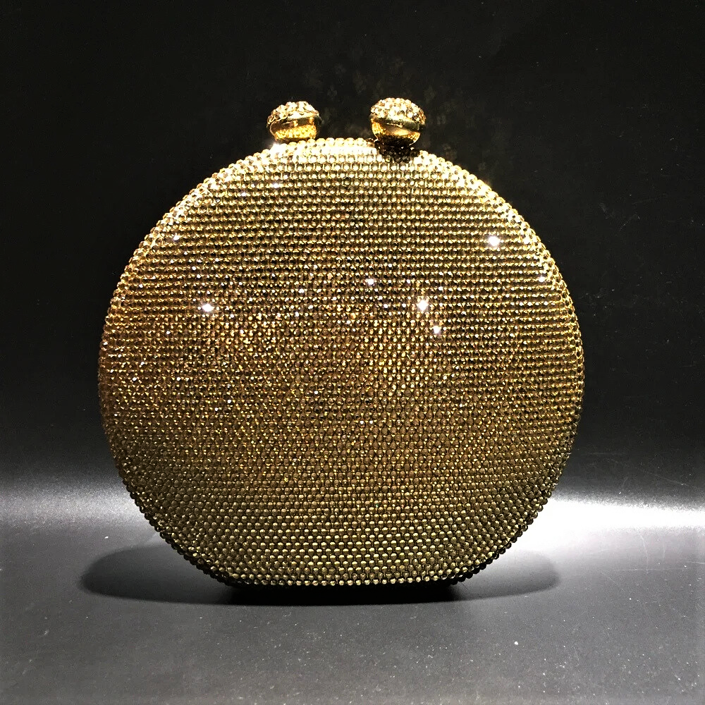 Clutch Rotonda Fatta a Mano con Cristalli Colorati