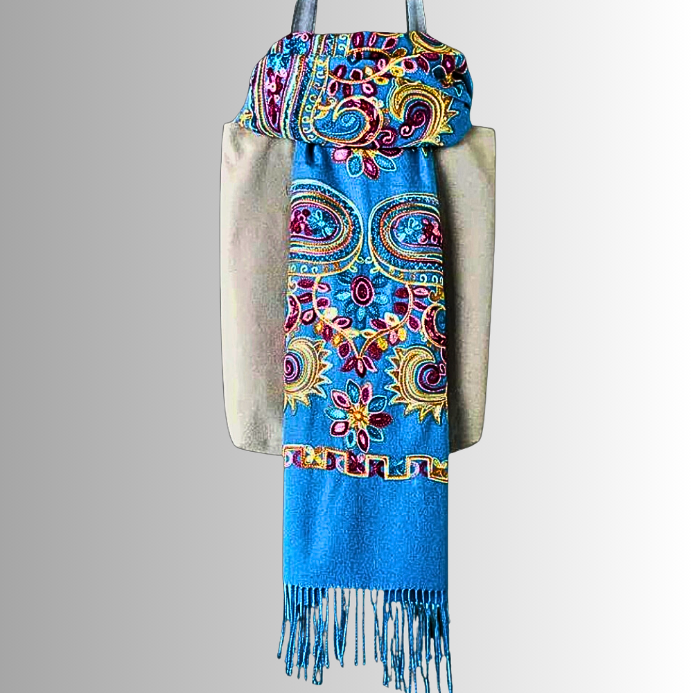 Pashmina Misto Lana Ricamata a Mano