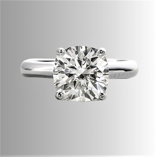 Solitario con Moissanite di ct. 3.50 D Color VVS1 Taglio Cuscino