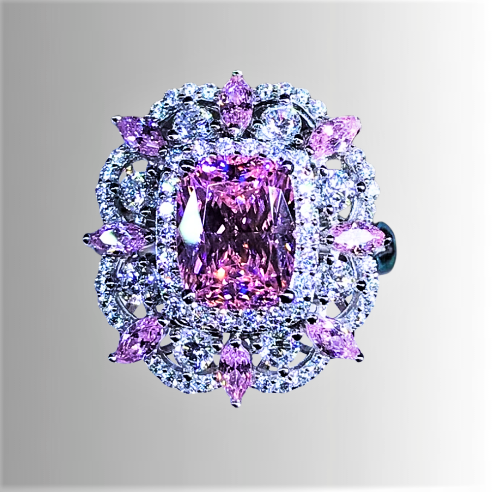 Fascione con Moissanite color Ametista e Colore Diamante