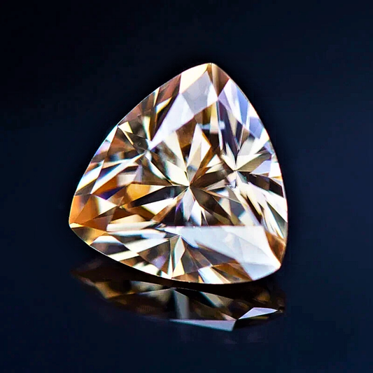 Moissanite Champagne Taglio Trillion Certificata