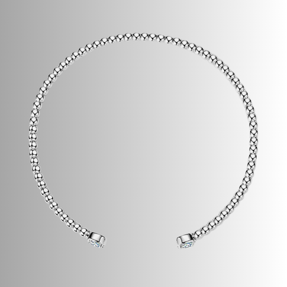 Bracciale Rigido Aperto con due Moissaniti da ct 0.50