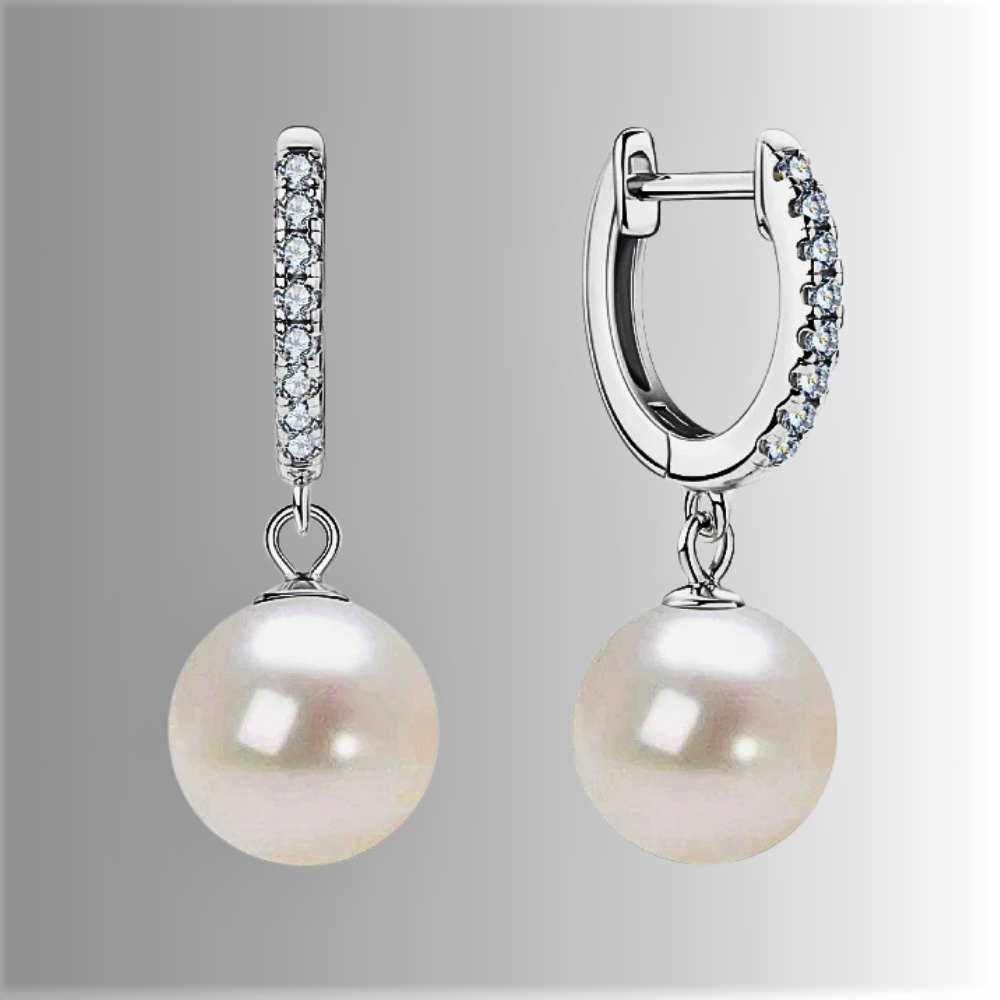 Orecchini "Sfera Illuminata" con Moissaniti D Color e Perle Naturali d'Acqua Dolce