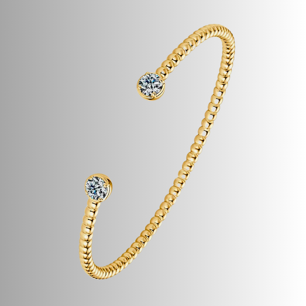 Bracciale Rigido Aperto con due Moissaniti da ct 0.50