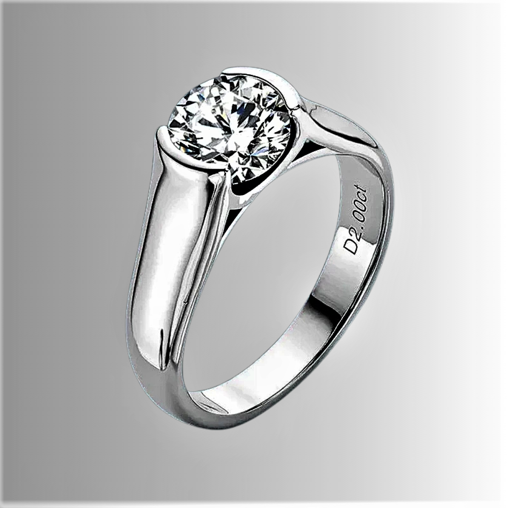 Solitario a Musone con Moissanite D Color VVS1 da ct 2,00