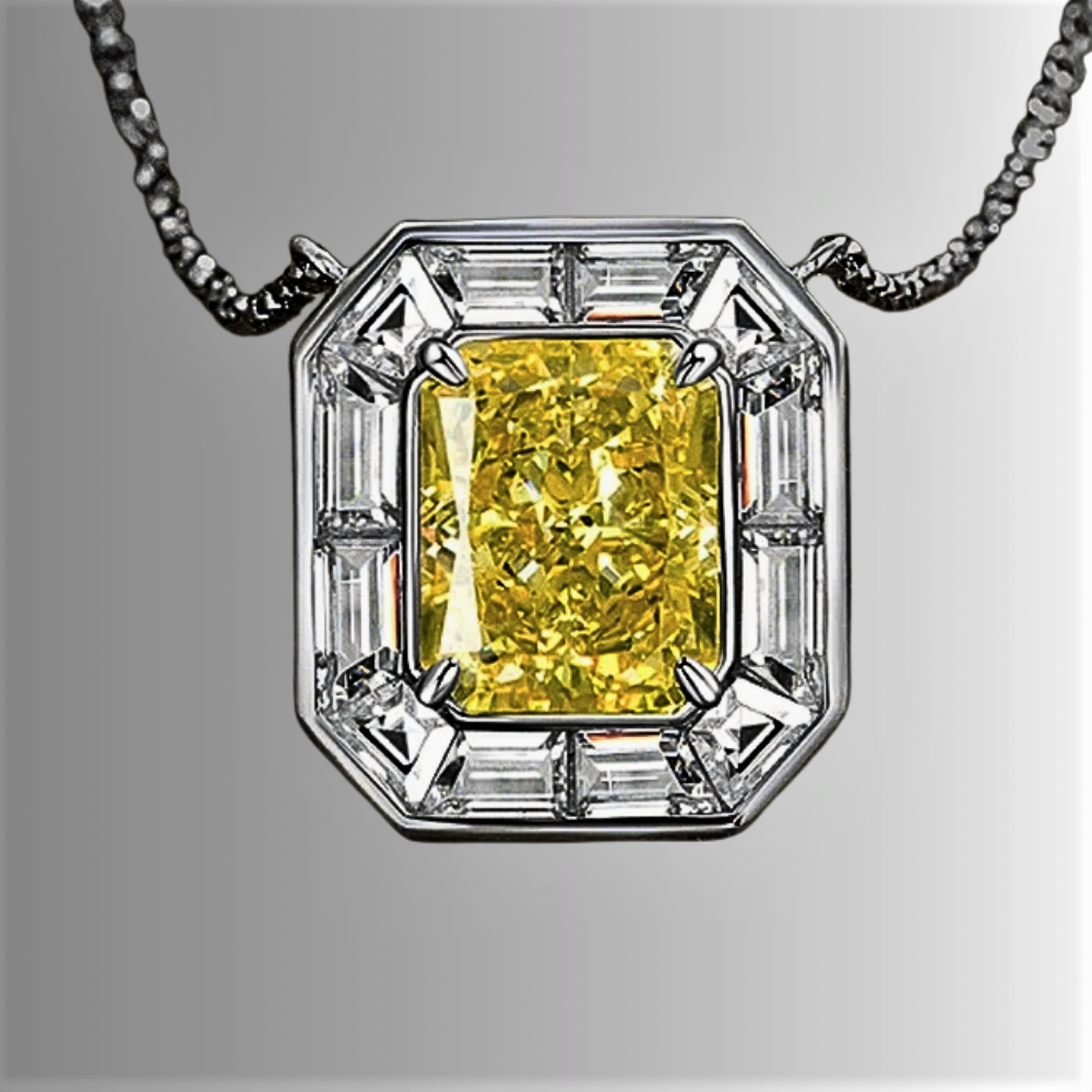Collana con Citrino Coltivato e Diamanti Sintetici ad Alto contenuto di Carbonio
