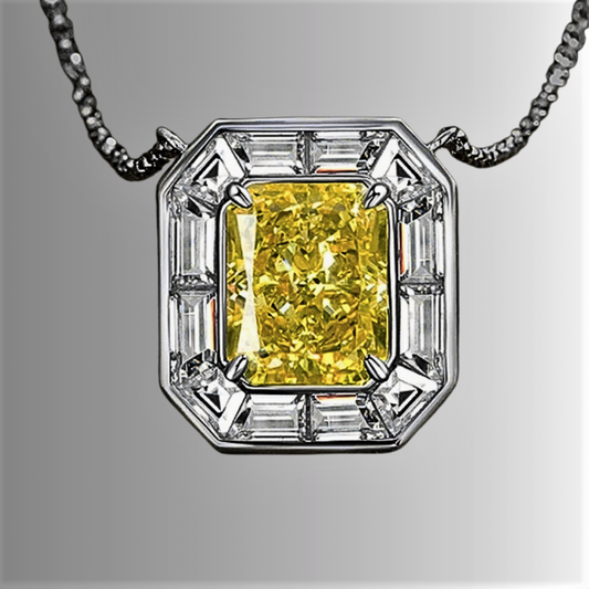 Collana con Citrino Coltivato e Diamanti Sintetici ad Alto contenuto di Carbonio