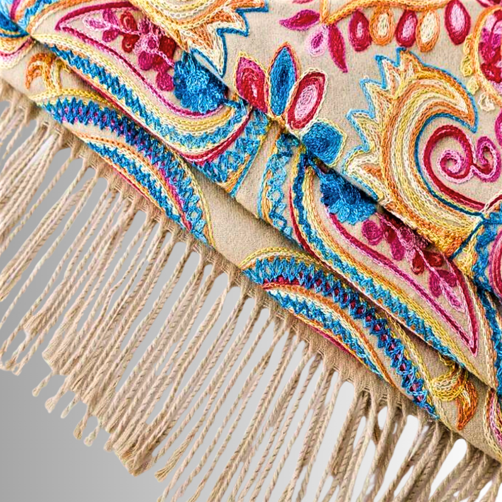 Pashmina Misto Lana Ricamata a Mano