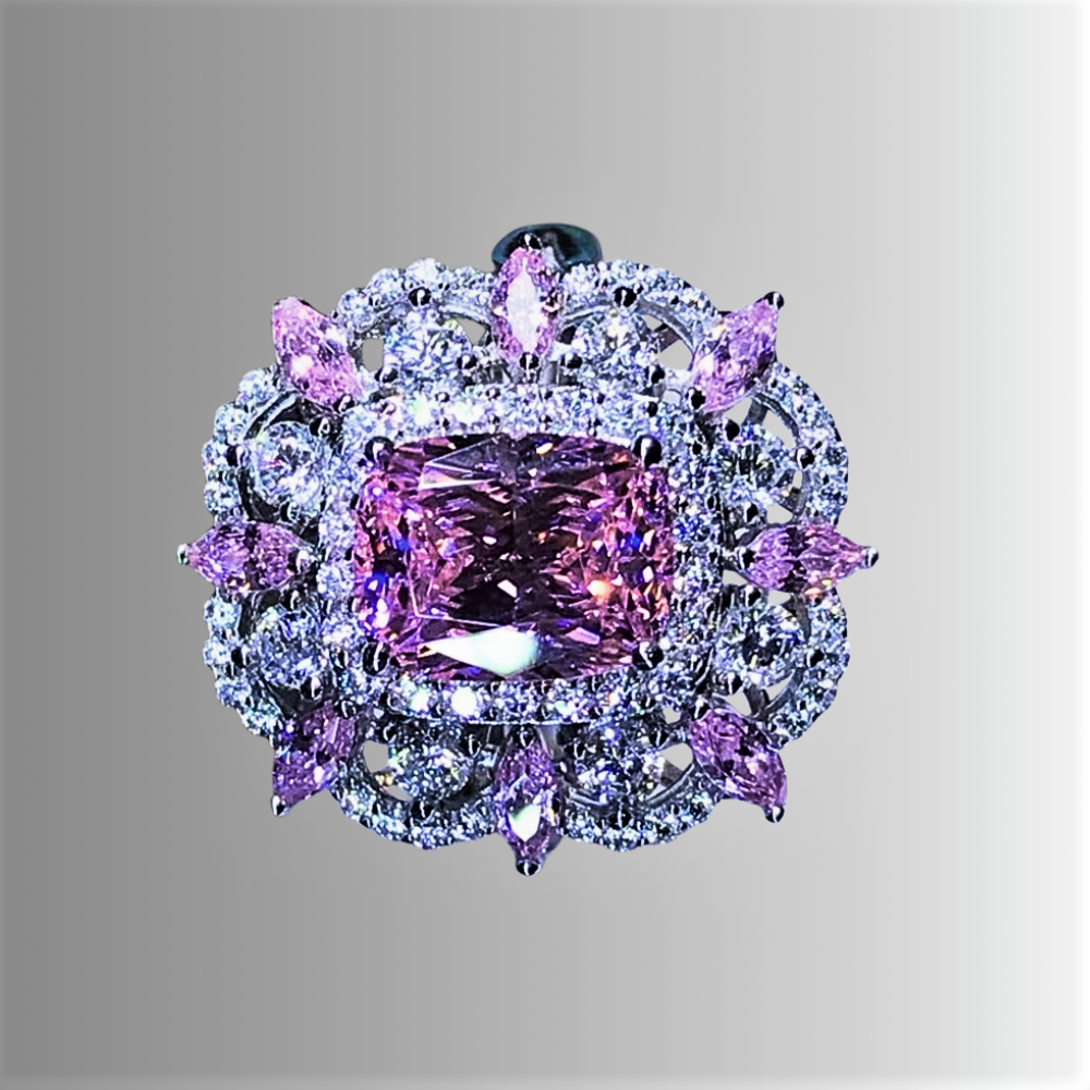 Fascione con Moissanite color Ametista e Colore Diamante